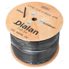 Вита пара Dialan UTP + M Cat.5Е 4PR CCA 0.48 мм PE Outdoor 305 м дріт 0,9мм (на катушці)