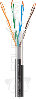 Вита пара Dialan UTP + M Cat.5Е 4PR CCA 0.48 мм PE Outdoor 305 м дріт 0,9мм (на катушці)