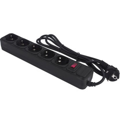 Фильтр-удлинитель сетевой LogicPower LP-X5, 5 розеток, черный, 3,0 м (10А)