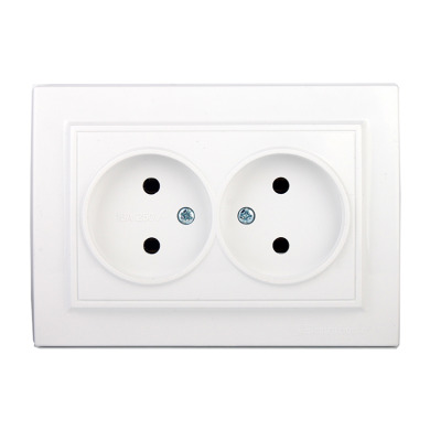 Розетка подвійна б/з (мат термопластик) 16 А Enzo Білий