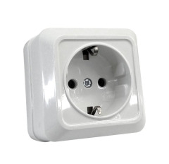 Розетка з/з накладна біла (10)