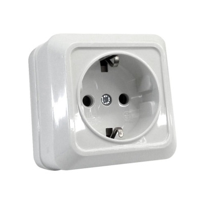 Розетка з/з накладна біла (10)