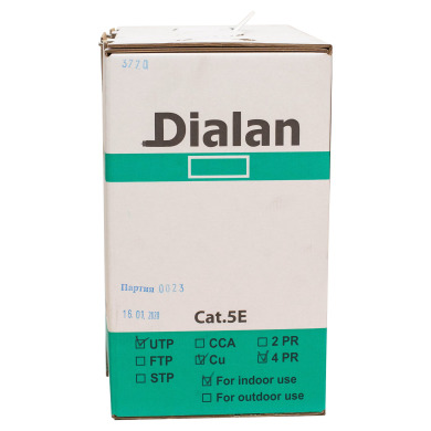 Витая пара UTP Cat.5E 4PR CU (100 МГц) PVC Indoor 305м Dialan	