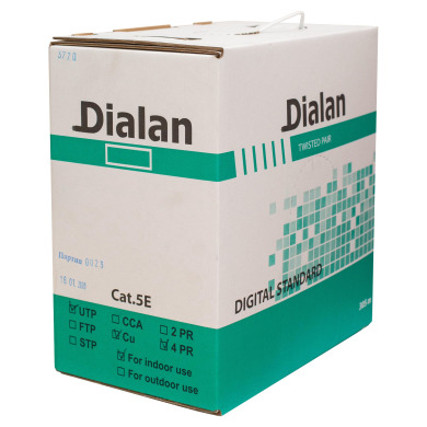 Витая пара UTP Cat.5E 4PR CU (100 МГц) PVC Indoor 305м Dialan	