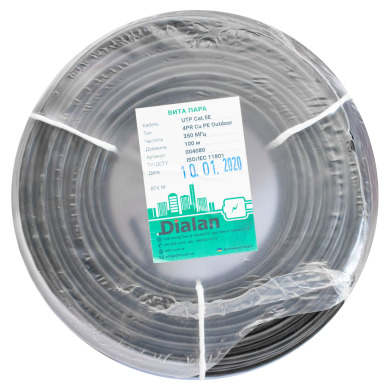 Витая пара UTP Сat.5Е 4PR Cu (350МГц) PE Outdoor 100м Dialan