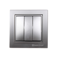 Выключатель тройной Enzo Серебряный камень