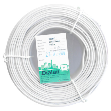 Силовий кабель ШВВП 2х0.75 Dialan ГОСТ 100м
