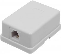 Розетка UTP 6P4C RJ12 1 порт. телефонная накладная белая, пакет Q50