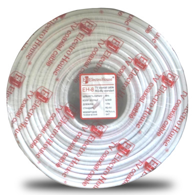 Кабель коаксиальный RG-6U 48% Медь 1,02 Медная фольга 48 медных жил ПВХ/белый