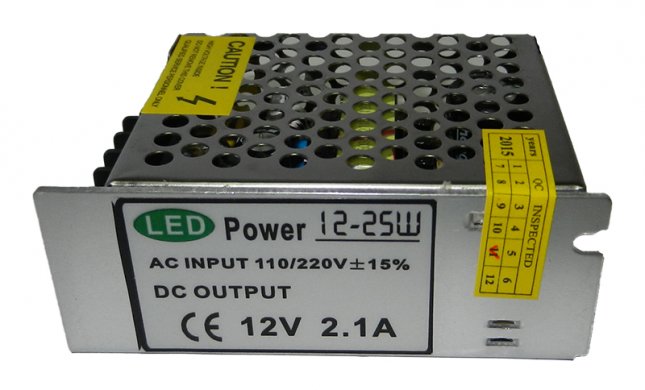 Блок живлення DC12V 25W AC170V-260V IP21, 2,08 А (залізний корпус з перфорацією)