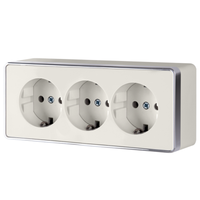 Розетка потрійна з/з накладна біла (4)
