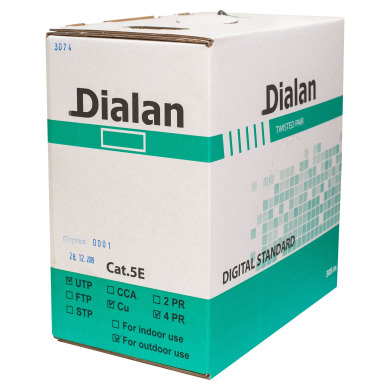 Витая пара UTP Сat.5Е 4PR Cu (200МГц) PE Outdoor 305м Dialan