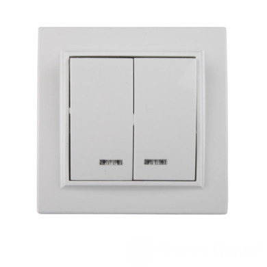 Вимикач з підсвіткою подвійний Білий