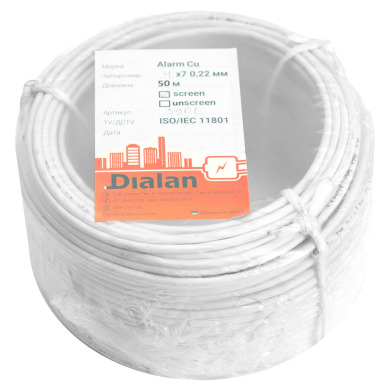 Сигнальний кабель (мідь) CU 4x7 / 0.22 екранований бухта 50м Dialan