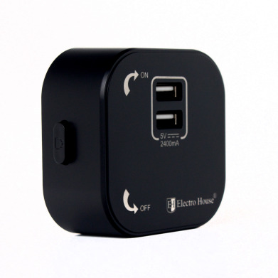 Розетка трекова подвійна USB Pandora Black (Чорний) 2,4 А