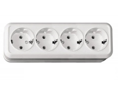 Розетка четверна з/з накладна біла (3)