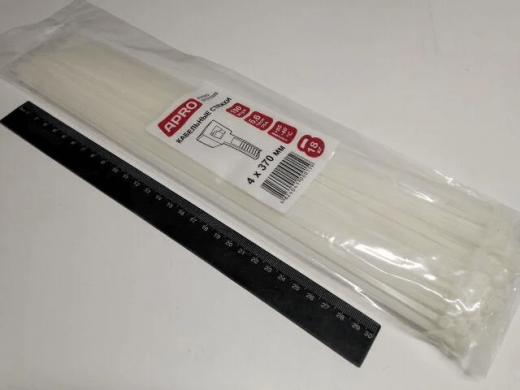 Стяжка нейлоновая 4*370 біла 100 шт (APRO)