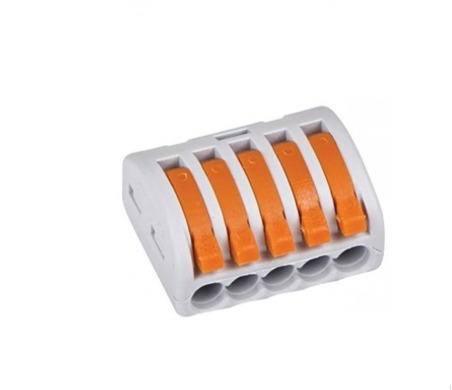 Клема з’єднувальна універсальна 5 отвори/ 0,08-2,5мм2 32А 250В (50 шт. в коробке)