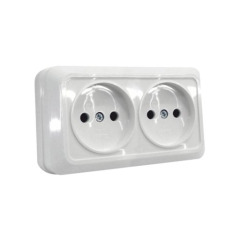 Розетка подвійна з/з накладна біла (10)