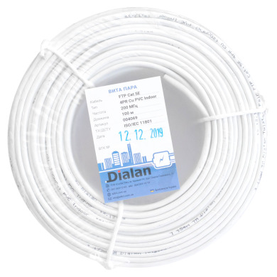 Витая пара FTP Сat.5E 4PR CU (200МГц) PVC Indoor 100м Dialan	