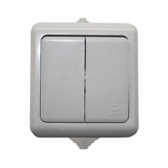 Выключатель двойной IP54 Серый