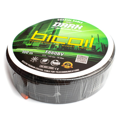 Коаксиальный кабель F660BV CCS (черный) 75 Ом 100 м BiCoil DARK