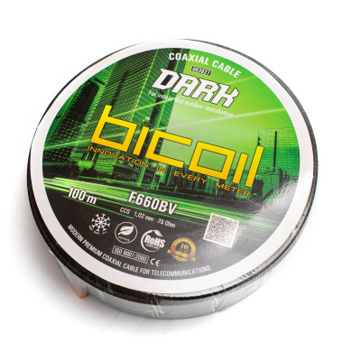 Коаксиальный кабель F660BV CCS (черный) 75 Ом 100 м BiCoil DARK