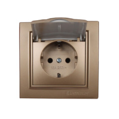 Розетка з кришкою IP44 з/з 16 А Enzo Розкішно-золотий