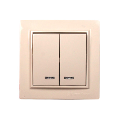 Выключатель с подсветкой двойной Enzo Латте