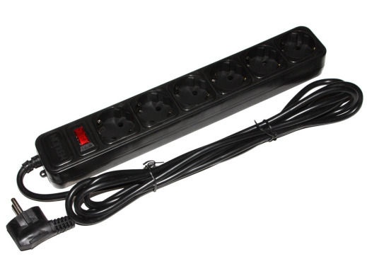 Фильтр-удлинитель сетевой MERLION B618 6 розеток, черный 1,80 м,