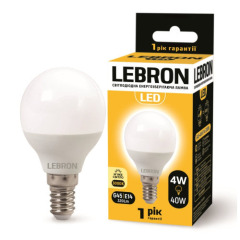 LED ЛАМПА LEBRON L-G45, 4W, 220V, Е14, 3000K, 320LM