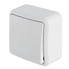 Выключатель одноклавишный накладной белый (10)