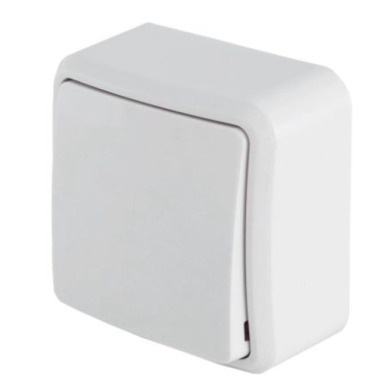 Вимикач одноклавішний накладний білий (10)