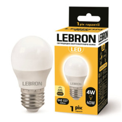 LED ЛАМПА LEBRON L-G45, 4W, 220V, Е27, 3000K, 320LM