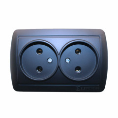 Розетка подвійна без заземлення 16 А Acura Графіт