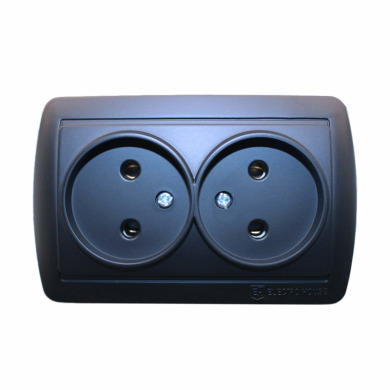 Розетка подвійна без заземлення 16 А Acura Графіт