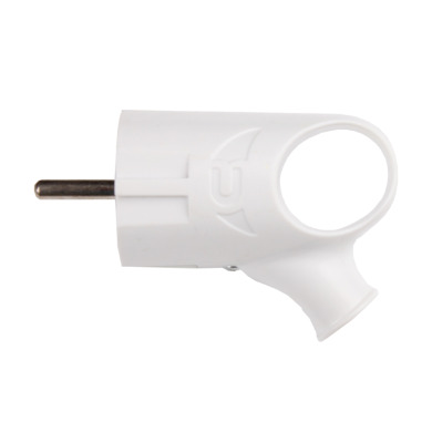 Вилка із заземленням кутова з ручкою Білий