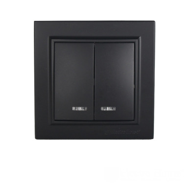 Выключатель с подсветкой двойной Графит