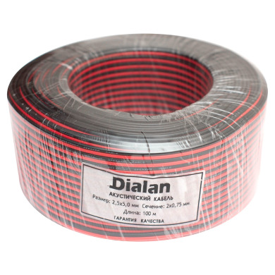 Акустичний кабель Dialan CCA 2x0.75 мм ПВХ 100 м Чорно-Червоний