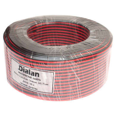 Акустичний кабель Dialan CCA 2x0.75 мм ПВХ 100 м Чорно-Червоний