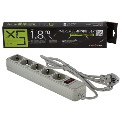 Сетевой фильтр LP-X5, 1.8 м Grey