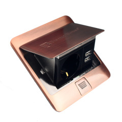 Розетка підлогова врізна (лючок у підлогу) із заземленням 16 А + 2 USB виходу 2,1 А IP44