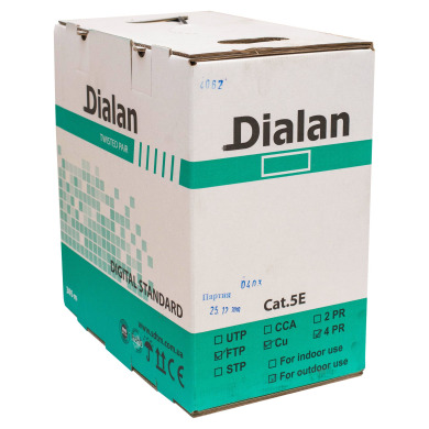 Вита пара FTP Cat.5E 4PR Cu (100МГц) PE Outdoor 305м Dialan