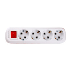 Колодка четырехместная с заземлением с кнопкой