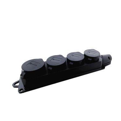 Колодка із заземленням та кришкою на 4 гнізда Каучук