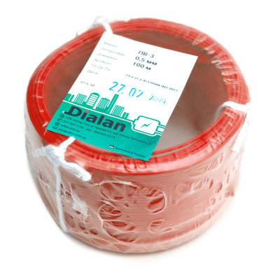Провід Dialan ПВ-3 0,5 червоний CU (100м)