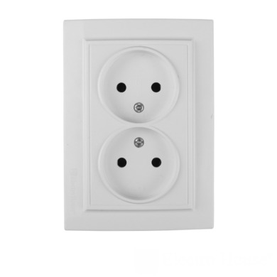 Розетка подвійна без заземлення 16 А Enzo Білий