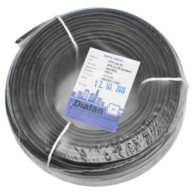 Витая пара UTP Сat.5Е 4PR Cu (200МГц) PE Outdoor 100м Dialan