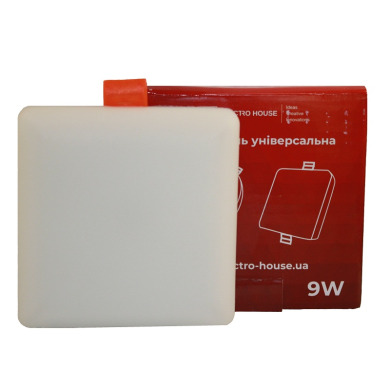 LED панель універсальна квадратна 100 мм 9Вт, холодний білий 6500К, 800 Лм