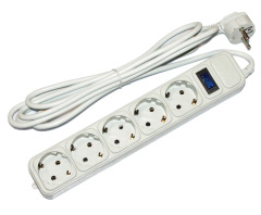 Фильтр-удлинитель сетевой MERLION G530 5 розеток, серый 3,0 м,
